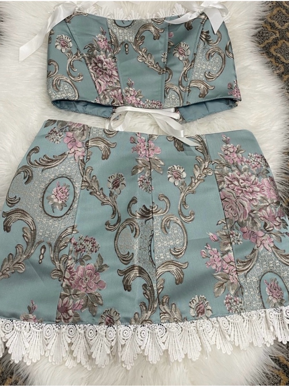 NWTSugarThrillz 3 Piece Set Feat. Mini Skirt Lace Up Corset& Oversized Blazer - Picture 3 of 8